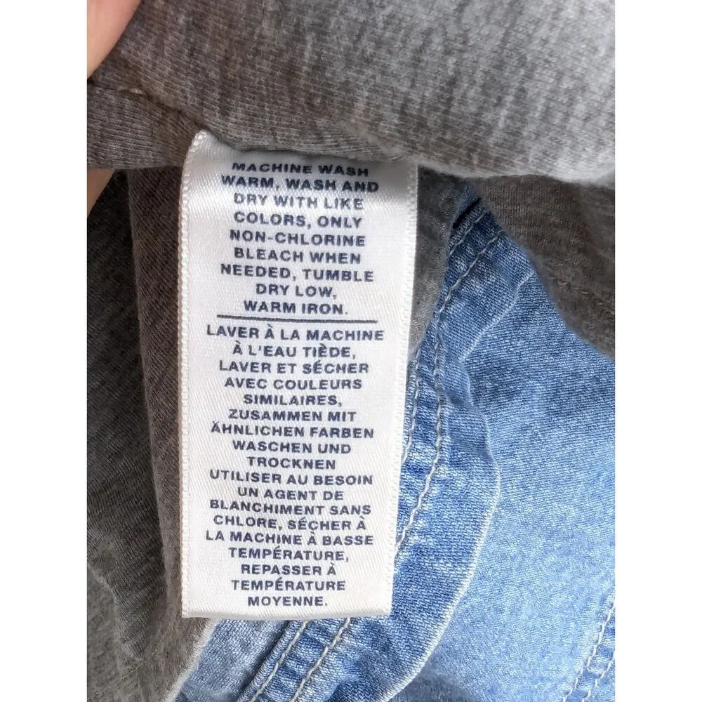 Vintage Baby Gap Y2K Denim Jumper Overall Dress Sz 3-6 Mos Teddy Bear Logo Lined